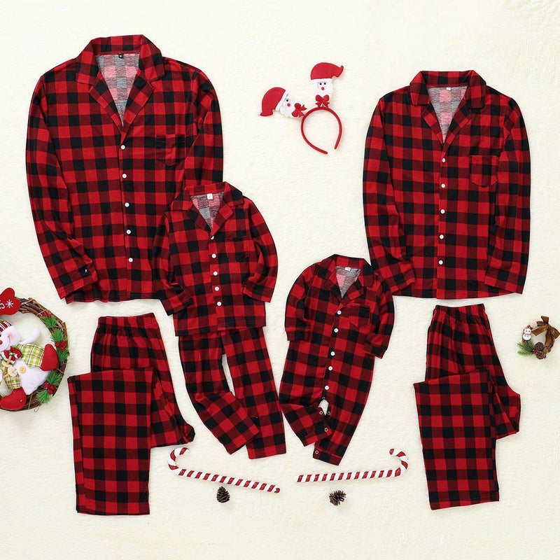 CARETOO Matching Family Pajamas Sets Long Sleeve Christmas Reindeer Plaid Pjs Striped Women Holiday Sleepwear Homewear - Image 5